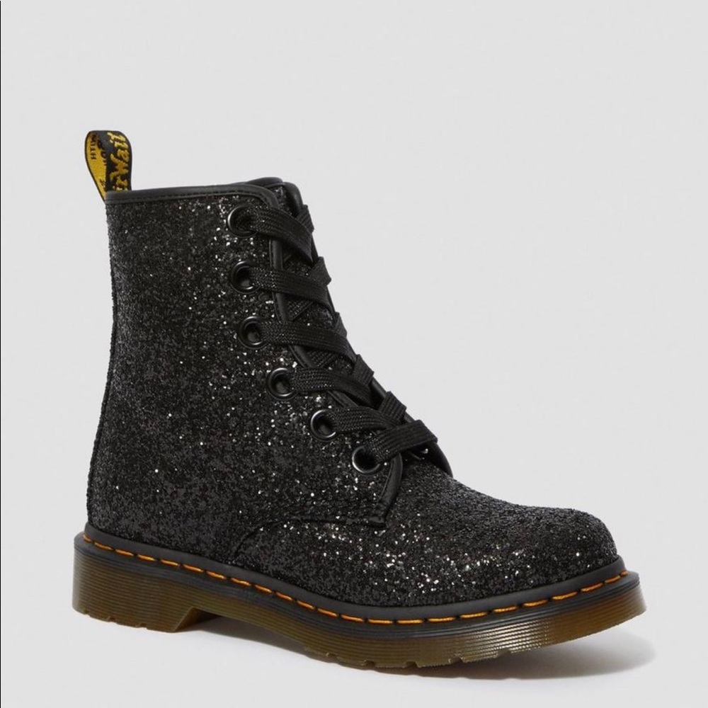 BLACK DR MARTEN 1460 FARRAH CHUNKY GLITTER BOOT